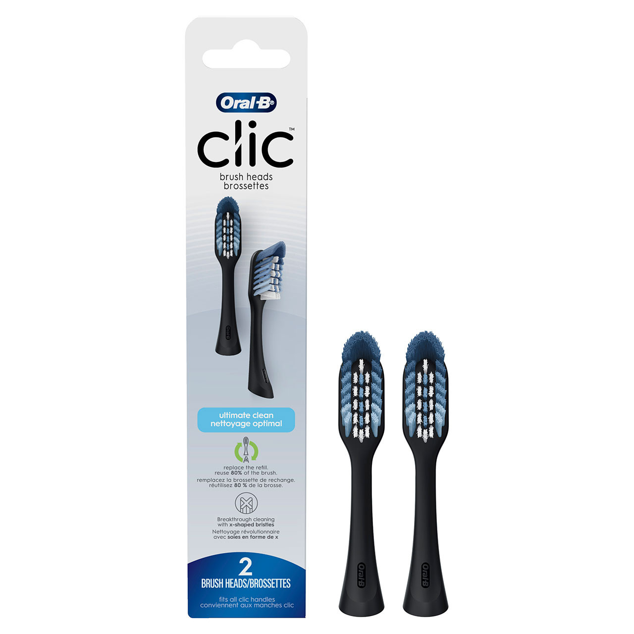 Oral-B Clic Toothbrush Replacement Brush Heads Zubehör Schwarz | AT_OB66100