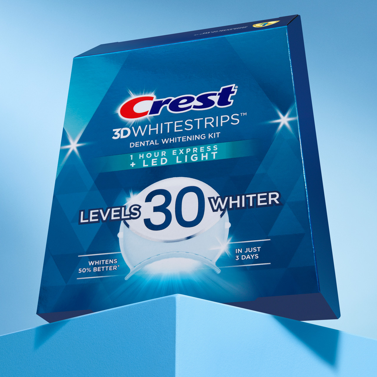 Oral-B Crest 3DWhitestrips Dental Whitening Kit 1 Hour Express + LED Zubehör Hell | AT_OB49105