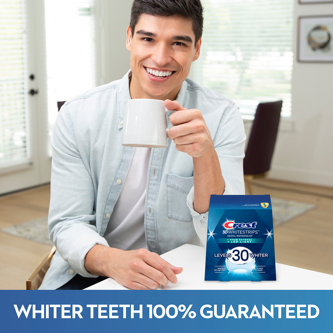 Oral-B Crest 3DWhitestrips Dental Whitening Kit 1 Hour Express + LED Zubehör Hell | AT_OB49105